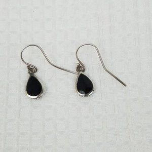 Signed 925 Sterling SILVER Onyx Stone Earrings